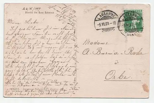 Bords du Lac Leman. an 1909