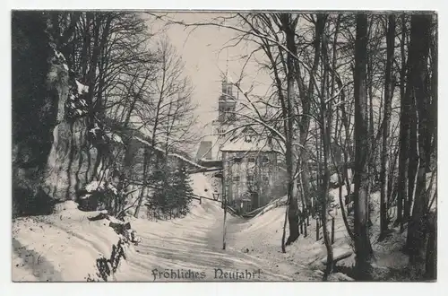 Fröhliches Neujahrt. Wien, Salzburg, München. // Alte Ansichtskarte.