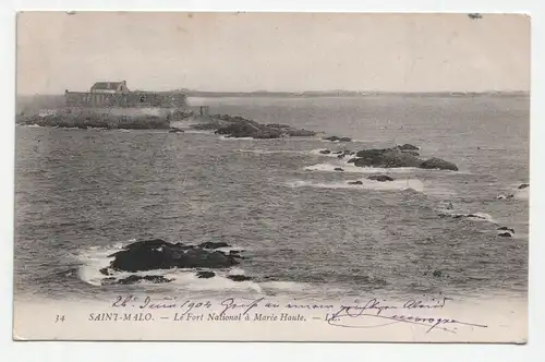 Saint Malo. Le Fort National a Maree Haute. jahr 1904