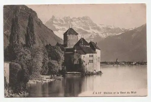 Chillon et la Dent du Midi. jahr 1916.