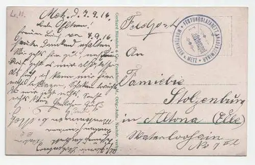 Metz, Prinz Friedrich Karl Tor. jahr 1916. Feldpost.