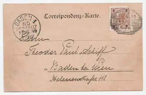 Ruine Klamm. Semmering. jahr 1899