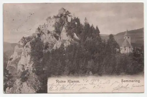 Ruine Klamm. Semmering. jahr 1904