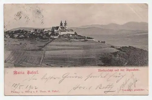 Maria Taferl. Nordansicht mit der Ullpenfette, Alte Ansichtskarte. jahr 1902