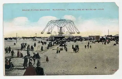 Maxim Flying Machine. Blackpool. Travelling 40 Miles An Hour. jahr 1906