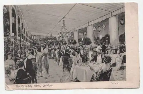 The Piccadilly Hotel, London. Terrace. year 1913