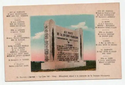 Environs d Arras - La Cote 140 - Vimy- Monument eleve a la memoire
