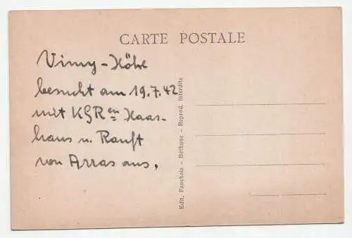 Environs d Arras - La Cote 140 - Vimy- Monument eleve a la memoire