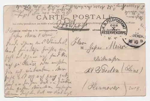 Souvenir de Warmeriville. Feldpost. /Alte Ansichtskarte