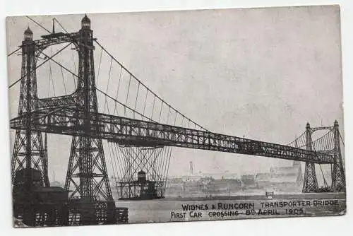 Widnes Runcorn Transporter Bridge First Car Crossing. Year 1905.