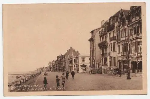 Westende Plage. Villas a la digue et le trianon.