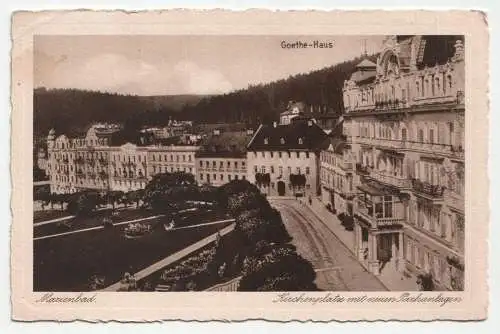 Goethe-Haus. Marienbad. Kirchenplatz mit neuen Parkanlagen.