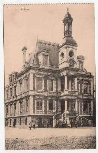 alte Postkarte, Soldaten, Rathaus. Feldpost. jahr 1916.