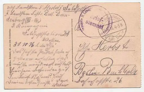 alte Postkarte, Soldaten, Rathaus. Feldpost. jahr 1916.
