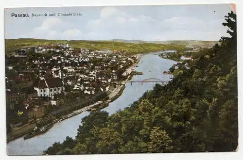 Passau. Neustadt und Donaubrücke.