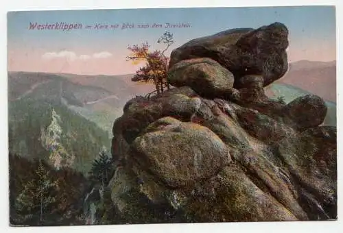 Westerklippen im Harz mit Blick nach dem Ilsenstein. 