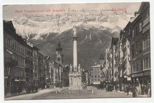 Maria Theresienstrasse und Annasäule. Innsbruck. jahr 1908