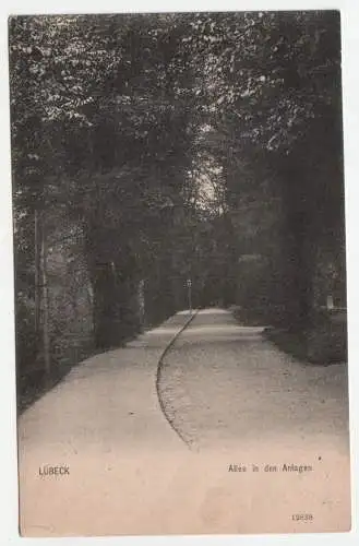 Lübeck. Allee in den Anlagen. jahr 1916