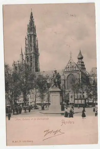 Anvers. Mon. Rubens et la Cathedrale. jahr 1903