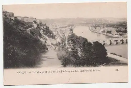 Namur. La Meuse et le Pont de Jambes, vu des Tiennes de Biche.