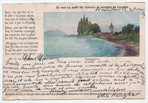 Se vend au profit des Colonies de vacances de Lausanne. Saint-Sulpice. 1899