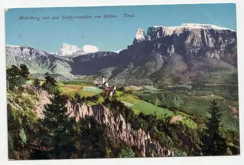 Mittelberg mit den Erdpyramiden am Ritten. Tirol. jahr 1912