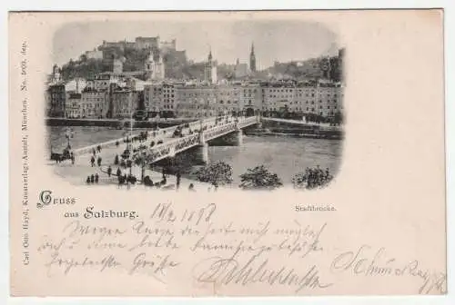 Gruss aus Salzburg. Stadtbrücke. jahr 1898