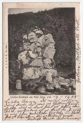 Struber-Denkmal am Pass Lueg. jahr 1905