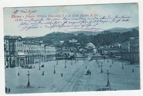 Torino. Piazza Vittorio Emanuele I e la Gran Madre di Dio. jahr 1905