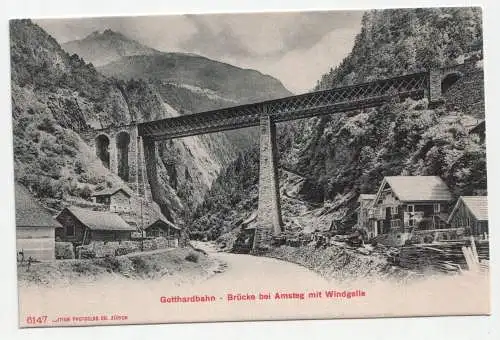 Gotthardbahn - Brücke bei Amsteg mit Windgelle.
