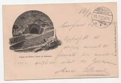 Eingang des Gotthard - Tunnels bei Goeschenen. jahr 1897