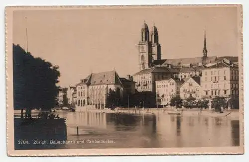 Zürich. Bauschänzli und Großmünster. jahr 1910