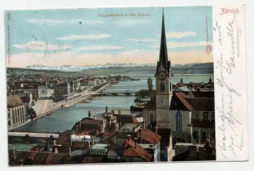 Zürich. Fraumünster u. die Alpen. jahr 1903