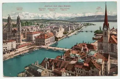 Zürich mit den Alpen. jahr 1909