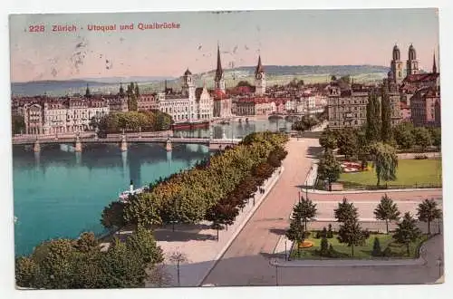 Zürich - Utoquai und Quaibrücke. jahr 1913