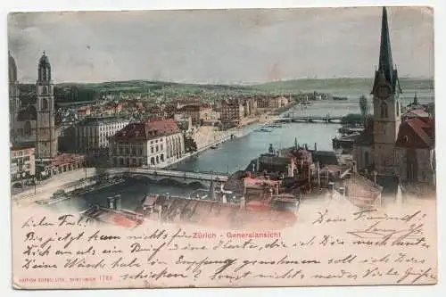 Zürich - Generalansicht. jahr 1902