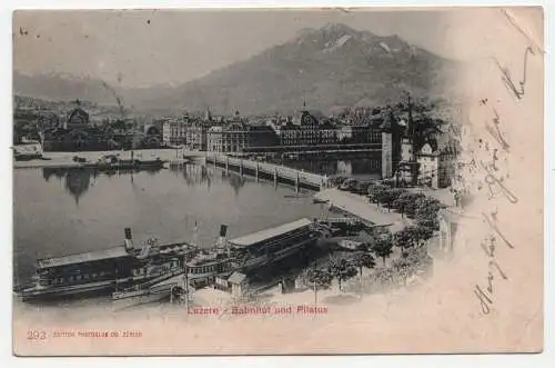 Luzern - Bahnhof und Pilatus. jahr 1901