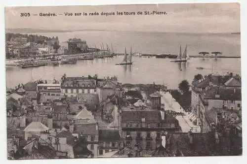 Geneve. Vue sur la rade depuis les tours de St. Pierre. jahr 1913