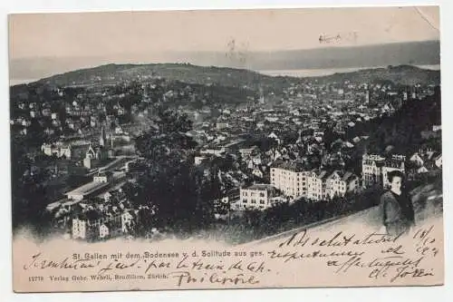 St. Gallen mit dem Bodensee v. d. Solitude aus ges. jahr 1904