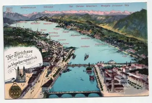 Der Zürichsee aus der Vogelperspective. jahr 1910