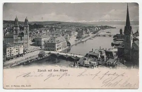 Zürich mit den Alpen. jahr 1903