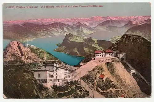 Pilatus (2132 m) - Die Hotels mit Blick auf den Vierwaldstättersee.