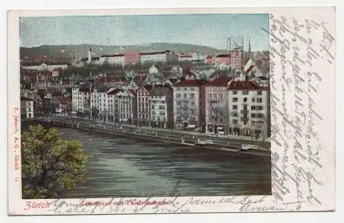 Zürich. Limatquai mit Polytechnicum. jahr 1904