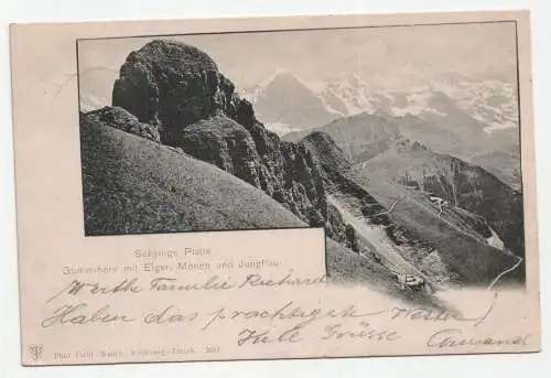 Schynige Platte. Gummihorn mit Eiger, Mönch und Jungfrau. jahr 1901