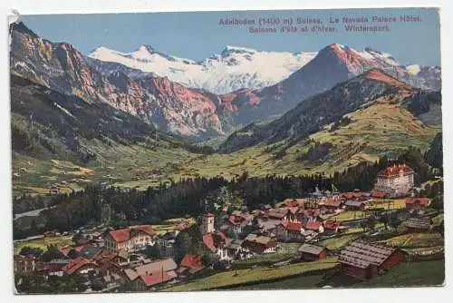 Adelboden (1400 m) Suisse. Le Nevada Palace Hotel. Saisons d ete et d hiver.