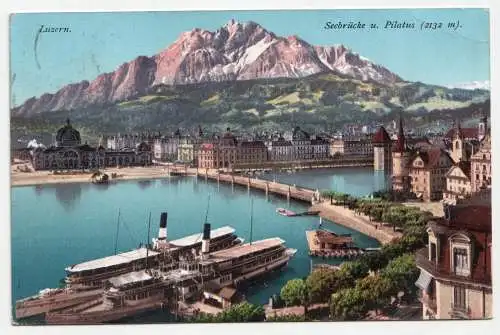 Luzern. Seebrücke u. Pilatus (2132 m). jahr 1910