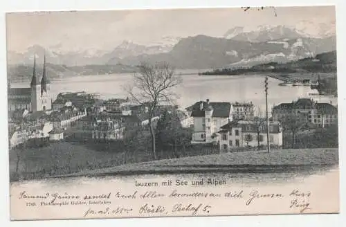 Luzern mit See und Alpen. jahr 1903