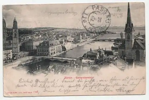 Zürich - Generalansicht. jahr 1902