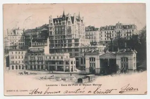 Lausanne - Gare du Flon et Maison Mercier. jahr 1904