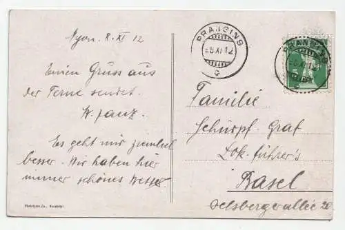 Nyon. Chateau et Mont Blanc (4810 m). jahr 1912